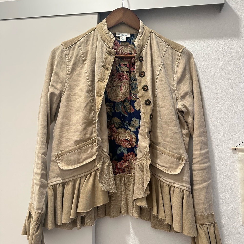 Sundance Beige Ruffled Blazer - Picture 2 of 4